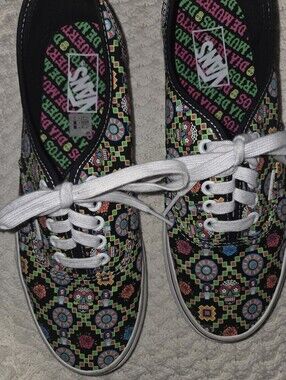 VANS Sugar Skull Dia De Los Muertos Glow in the Dark Shoes Womens 11 Mens 9.5